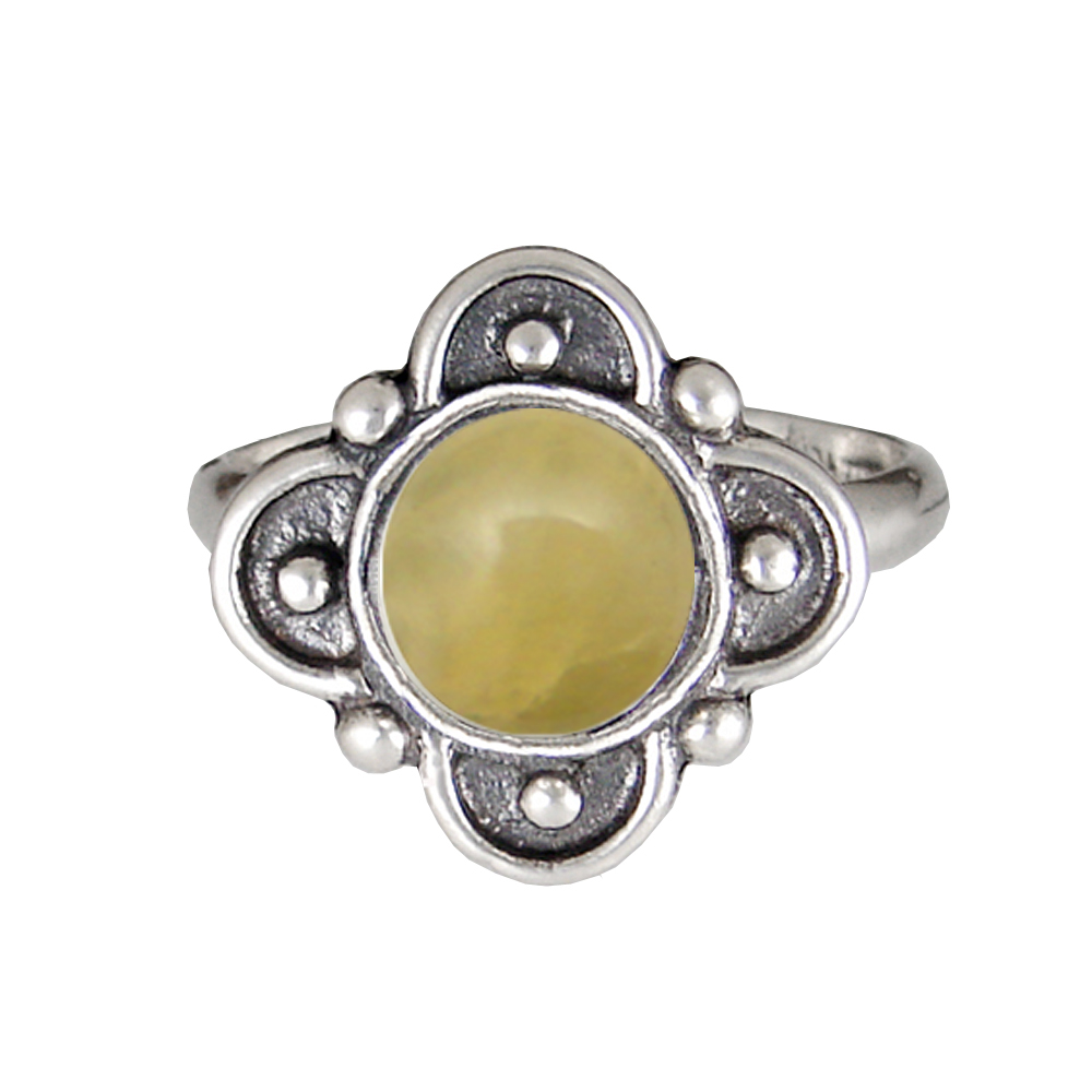 Sterling Silver Gemstone Ring With Yellow Jade Size 5